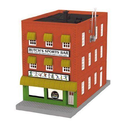 O 3-Story Building w/Sign, Butch's Sports ブロック おもちゃ