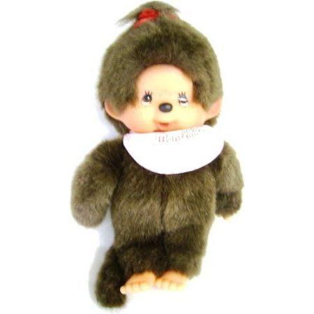 Original Sekiguchi 7.5 Tall Girl Monchhichi with a Pink Bib ドール 人形 フィギュア