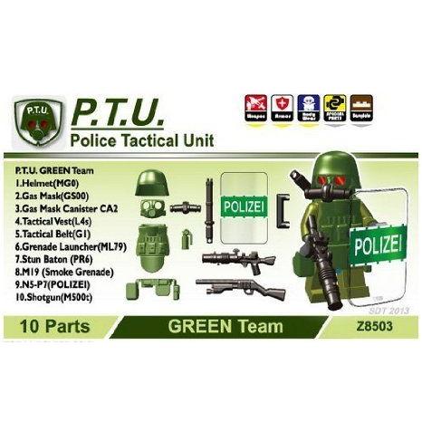 P.T.U. (Police Tactical Unit) Minifigure Gear Pack, Green 立ちはだかる 手あそび ゲーム、おもちゃ-フィギュア本体-フィギュア