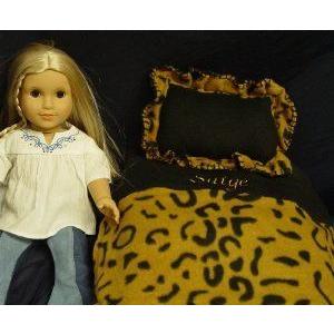 Personalized ANY NAME CHOICE Cheetah Print Pillow \u0026 Blanket for 18 Inch Doll ドール 人形 フィギュ