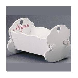 Personalized Large Scalloped Doll Cradle 21 Inches Long