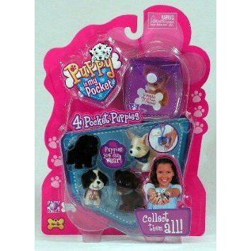 Puppy in My Pocket 4 Pocket Puppies W/clip-on Pouch