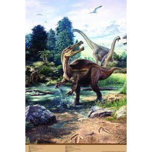 Safari Ltd. Baronyx and Brachiosaurus (Sibbick) Laminated Poster フィギュア おもちゃ 人形