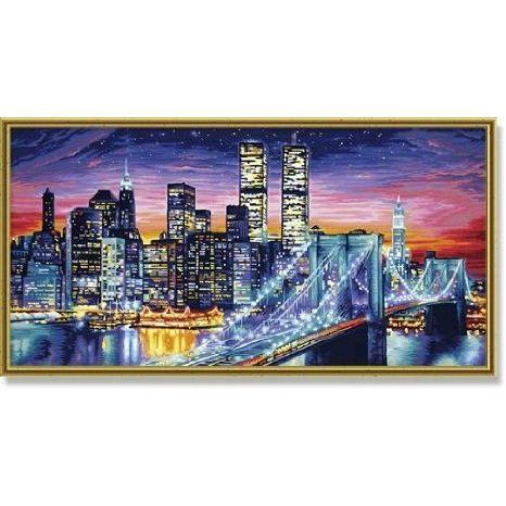 Schipper 9220 369 - Painting by Number, Manhattan at Night, 40x80 cm フィギュア おもちゃ 人形