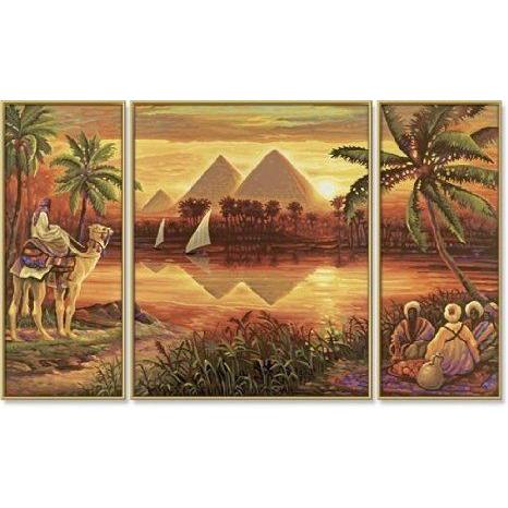 Schipper 9260442 - Painting by Number, Pyramids at the Nile, 50x80 cm フィギュア おもちゃ 人形