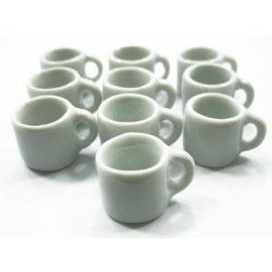 Set 10 White Coffee Mug Tea Cup Dolls House Miniature Kitchen Ceramic #S Supply - 5377 ドール 人形
