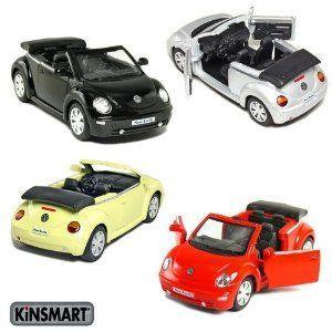 Set of 4 Cars: 5 2003 VW Beetle (ビートル) Convertible 1/32 規摸 (Black, Red, Silver and Yello ゲーム、おもちゃ-フィギュア