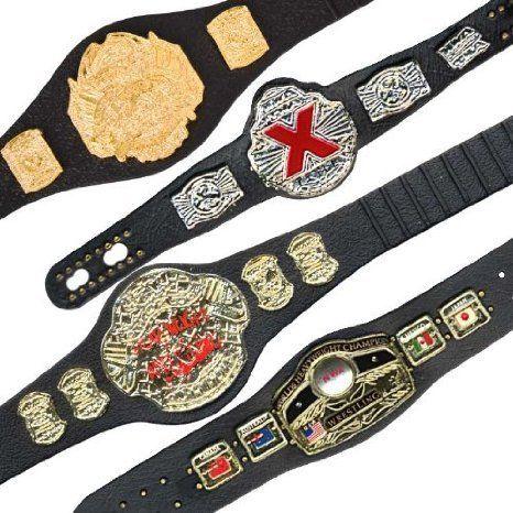 Set of 4 Different WWE (プロレス) \u0026 TNA Belts for Wrestling アクションフィギュア 人形 フィギュア