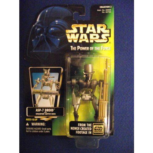 STAR WARS US POWER OF THE FORCE 2 GREEN CARD ASP-7 DROID WITH SPACEPORT SUPPLY RODS フィギュア おの画像