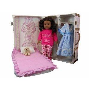 The Queen's Treasures Doll Trunk and Bed for 18 Dolls and American Girl, Pretty in Pink ドール 人