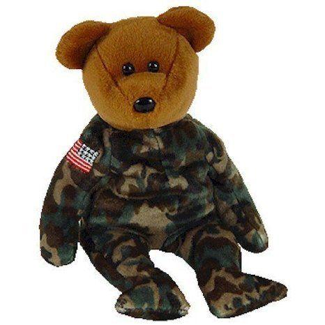 TY Beanie Baby (ビーニーベイビーズ) - HER0 the US0 Military Bear (w/ US Reversed Flag 0n Arm) by T