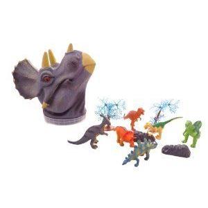 WeGlow International Triceratop Dinosaur Carry Along Toy Case with 10 Piece Dino Playset
