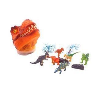 WeGlow International Tyrannosaurus Dinosaur Carry Along Toy Case with 10 Piece Dino Playset