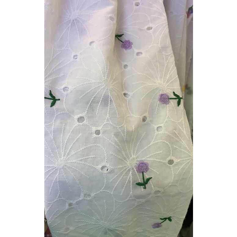 綿レース生地 マスク用生地 綿100% A003 4色 カット 花柄 ダブル刺繍 コットンレース ワークレース130cm*50cm |  | 04
