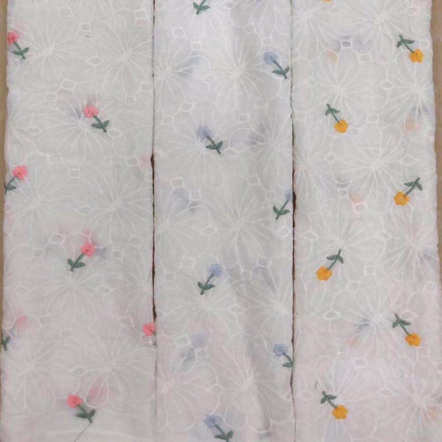 綿レース生地 マスク用生地 綿100% A003 4色 カット 花柄 ダブル刺繍 コットンレース ワークレース130cm*50cm |  | 05