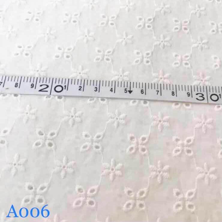 綿レース生地 マスク用生地 綿100% A006 カット 花柄 刺繍 コットンレース ワークレース 130cm*50cm |  | 02