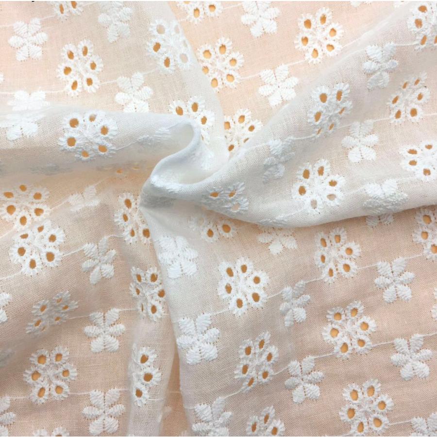 綿レース生地 マスク用生地 綿100% A007 カット 花柄 刺繍 コットンレース ワークレース 130cm*50cm | 