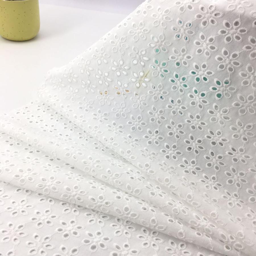 綿レース生地 マスク用生地 綿100% A009 カット 花柄 刺繍 コットンレース ワークレース 130cm*50cm | 