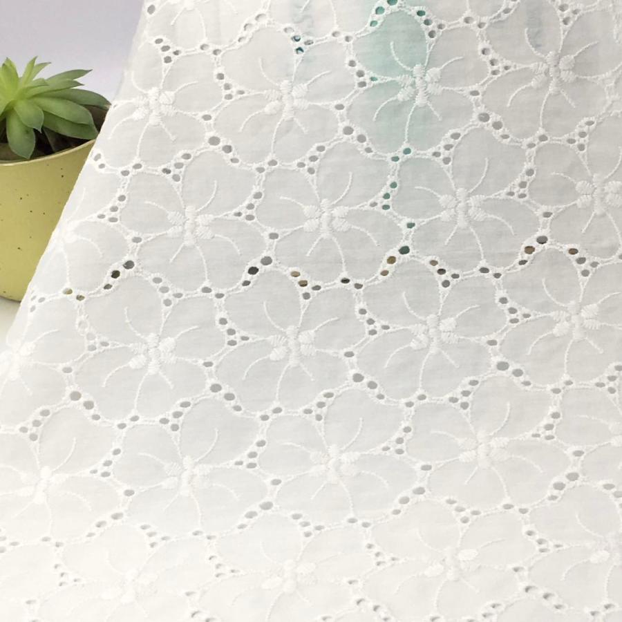 綿レース生地 マスク用生地 綿100% A010 カット 花柄 刺繍 コットンレース ワークレース 130cm*50cm | 