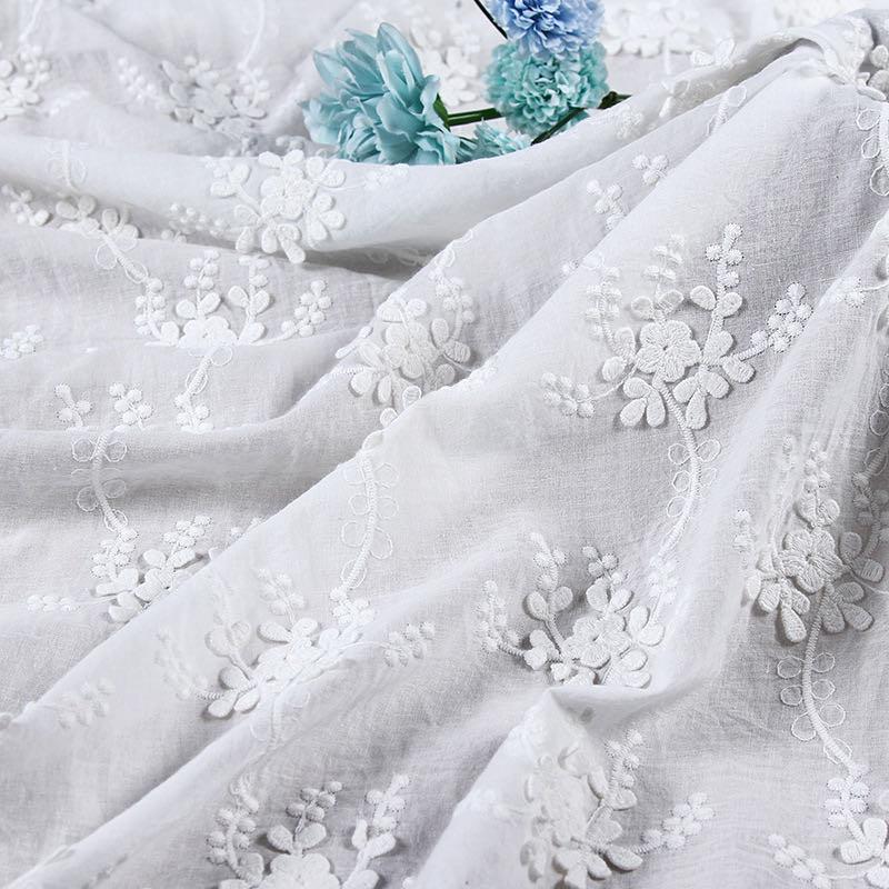 綿レース生地 マスク用生地 綿100% A012 カット 立体花柄 立体刺繍 コットンレース ワークレース 130cm*50cm | 