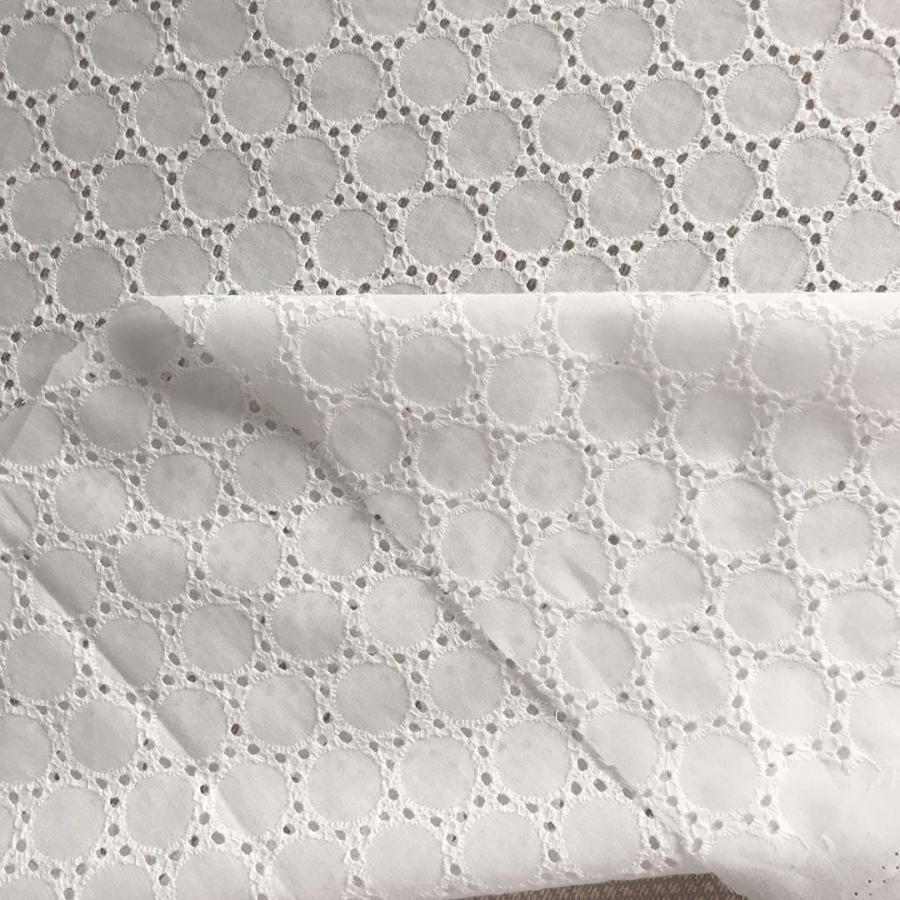 綿レース生地 マスク用生地 綿100% A022 カット 丸柄 刺繍 コットンレース ワークレース 130cm*50cm | 