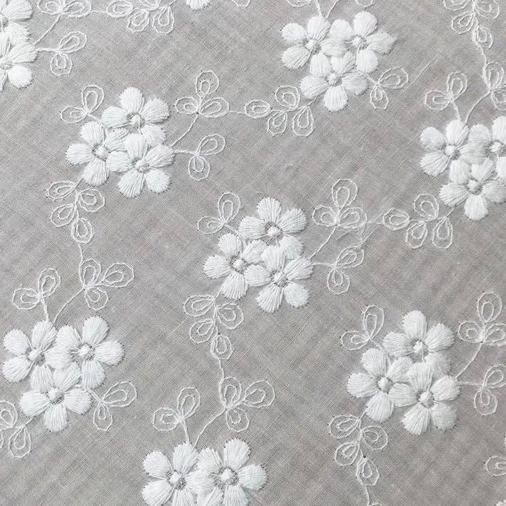 綿レース生地 マスク用生地 綿100% A040 カット オフホワイト 花