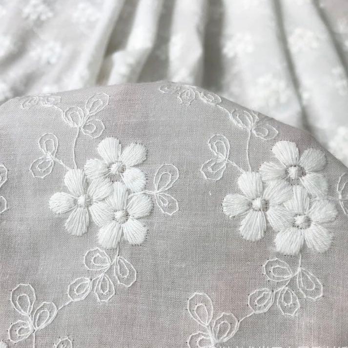 レース生地確認用 綿レース生地 マスク用生地 綿100% A024 カット 花柄 刺繍