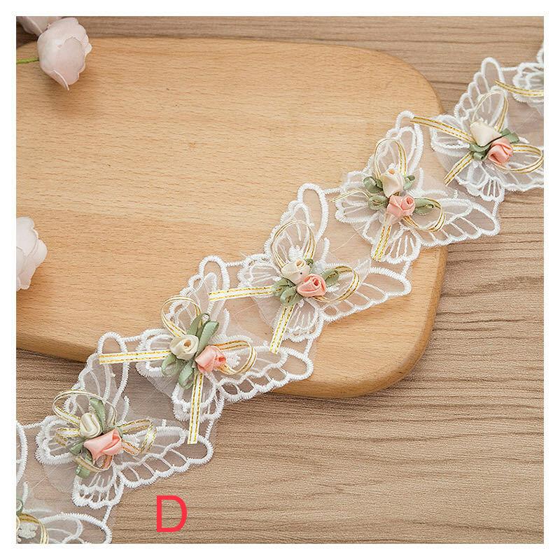 レースリボンハンドメイド 手芸 手作り ウェディングドレスパーツ 刺繍 単位1m B008 |  | 01