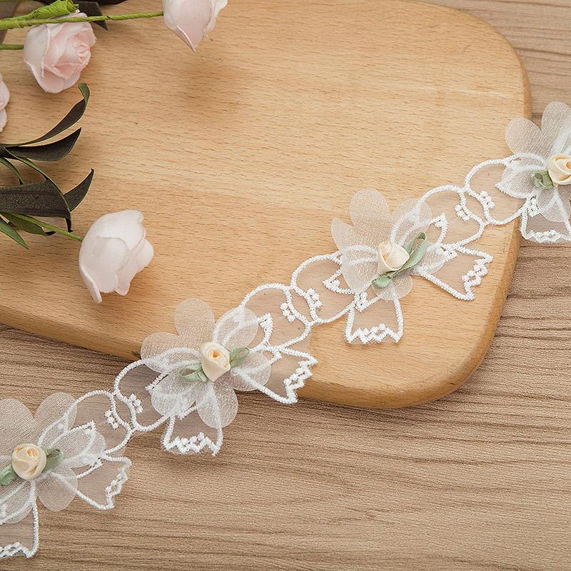 レースリボンハンドメイド 手芸 手作り ウェディングドレスパーツ 刺繍 単位1m B008 |  | 03