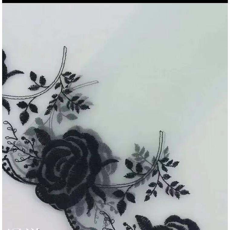 ブレード DIY 黒花柄+ミントグリーン生地 綿レース 手芸用 縁飾り パイピングテープ チュールレース 手作り 生地 ハンドメイド 4m B052 |  | 01