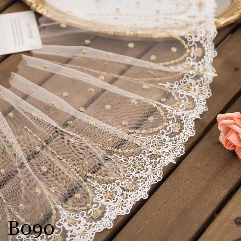 チュールレース DIY 手芸用 縁飾り パイピングテープ レース 花柄 手作り 生地 ハンドメイド 単位4m B090 | 