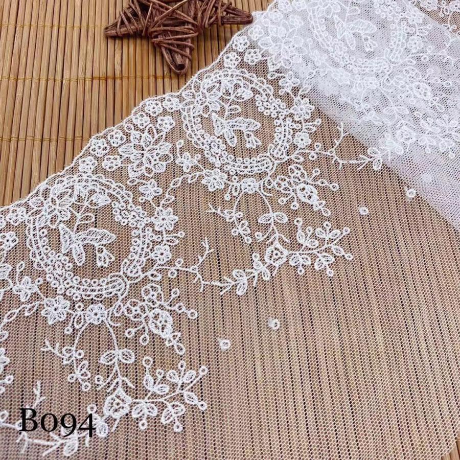 市場 幅広チュールレース 水色 花模様 材料 花柄 装飾 ドレス 生地 チュールレース 1m単位 光沢 幅広レース 素材 衣装 レース 幅約23cm ドール服