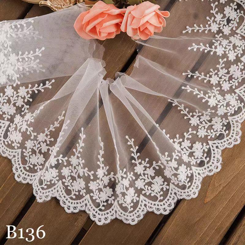 チュールレース DIY 手芸用 縁飾り パイピングテープ レース 花柄 手作り 生地 ハンドメイド 単位4m B136 | 