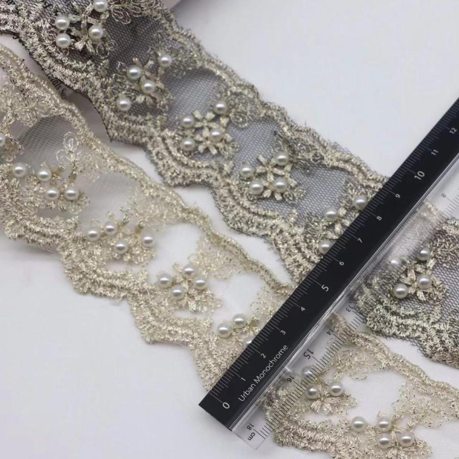 レースリボン ビーズ付き DIY 手芸用 縁飾り レース 手作り 生地 ハンドメイド 幅約4.5cm 単位1m B256 |  | 05