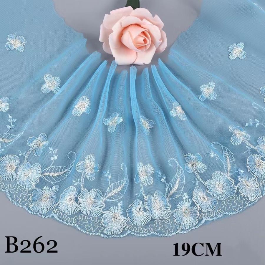 チュール チュールリボン リボン 幅広 手芸用 レース生地 刺繍 パイピングテープ 花柄 手作り ハンドメイド diy 幅約20cm 単位4m B262 | 