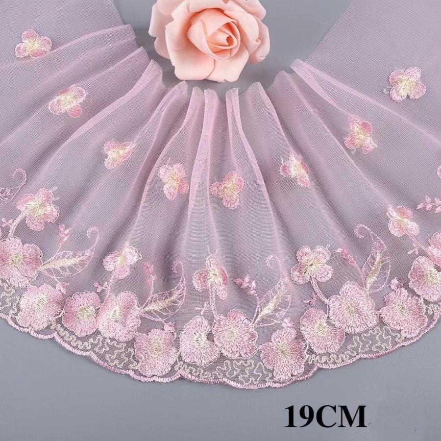 チュール チュールリボン リボン 幅広 手芸用 レース生地 刺繍 パイピングテープ 花柄 手作り ハンドメイド diy 幅約20cm 単位4m B262 |  | 01