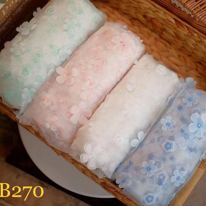 チュール チュールリボン リボン 幅広 手芸用 レース生地 刺繍 レーステープ パイピングテープ 花柄 手作り ハンドメイド diy 幅約125cm 単位90cm B270 | 