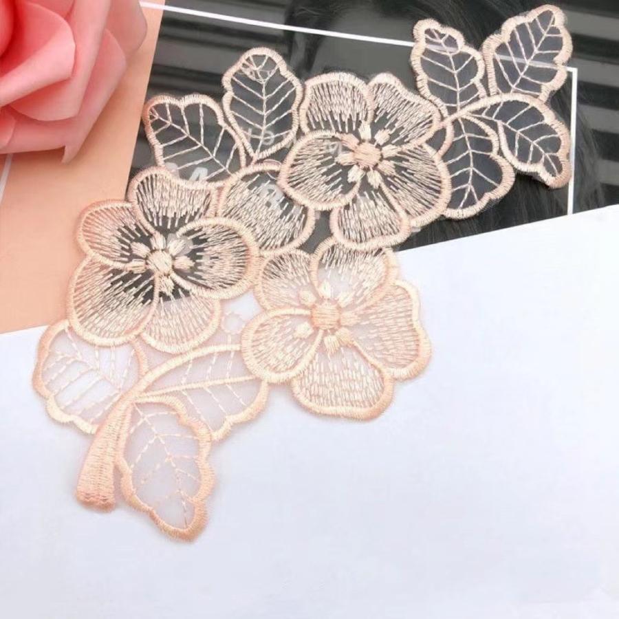 レースモチーフ 花柄 2枚セット フラワー ハンドメイド ビーズ付き