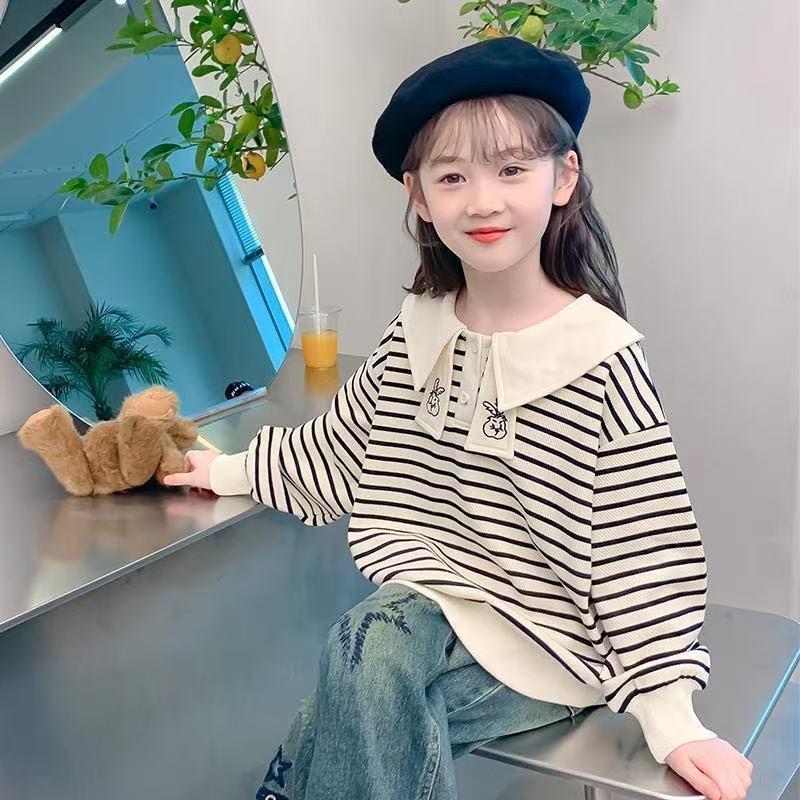 トレーナー 薄手 キッズ ボーダー柄 子供服 長袖 襟付き トレーナーキッズ キッズトレーナー 女の子 秋服 春服 ゆったり ジュニア KUGA112(110-160) |  | 09