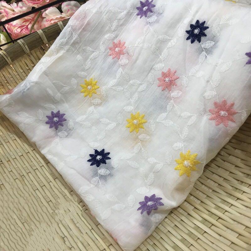 レース生地 マスク用生地 綿100% L020 カット 花柄 刺繍 コットンレース ワークレース130cm*45cm | 