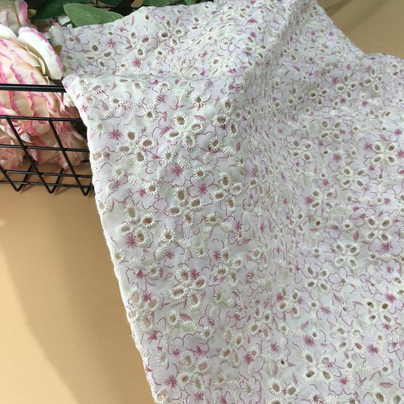 レース生地 マスク用生地 綿100% L022 カット 花プリント 花柄 刺繍 コットンレース ワークレース130cm*30cm | 