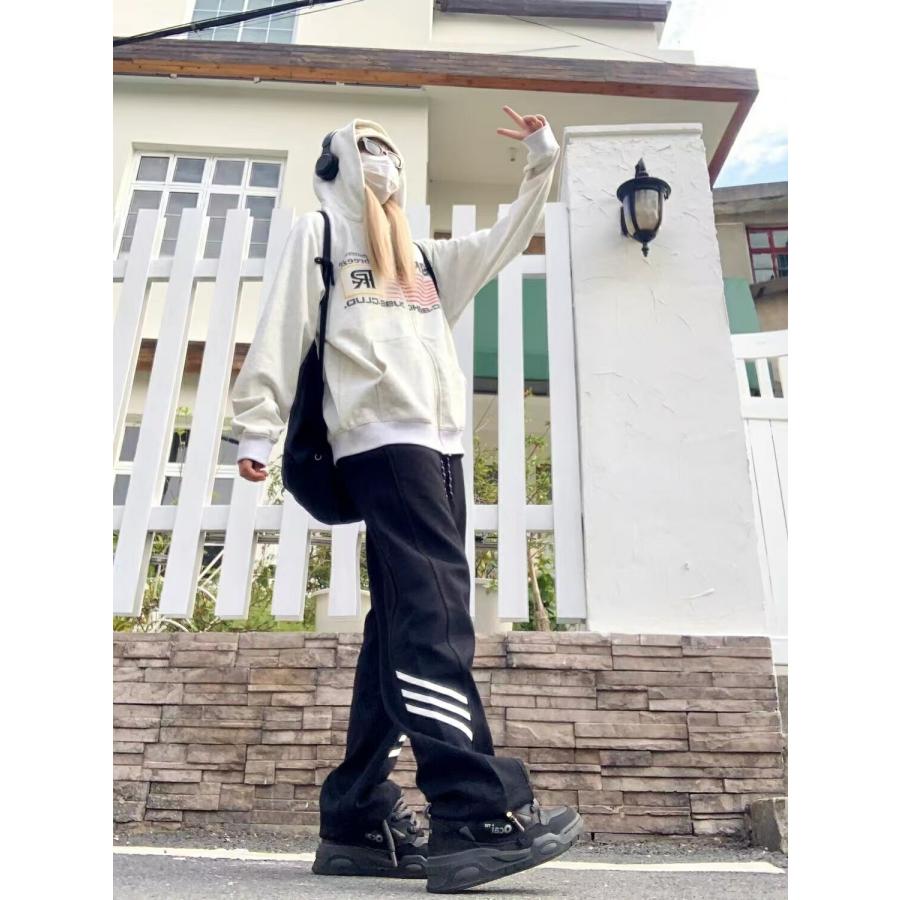 ワイドパンツ レディース 春 秋 大きいサイズ サイドライン シンプル ウエストゴム イージーパンツ スポーツウエア 大きいサイズ ゆったり LPFA094(2色S-4XL) |  | 01