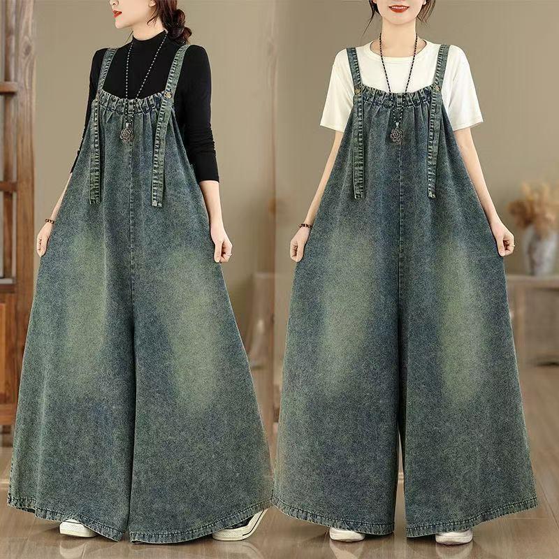 デニム サロペット レディース オーバーオール ワイドパンツ オールインワン 大きいサイズ 吊りパンツ デニムパンツ 春 夏 秋 冬 LPHA010(L-3XL) |  | 01