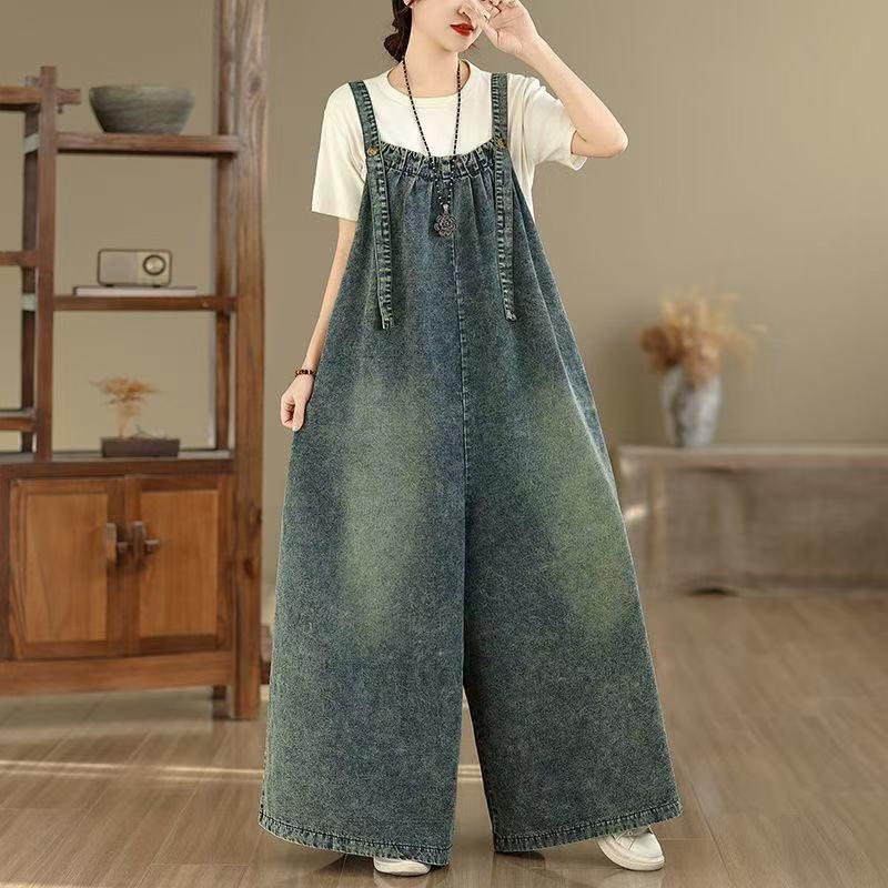 デニム サロペット レディース オーバーオール ワイドパンツ オールインワン 大きいサイズ 吊りパンツ デニムパンツ 春 夏 秋 冬 LPHA010(L-3XL) |  | 02