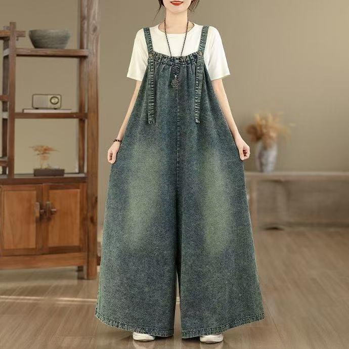 デニム サロペット レディース オーバーオール ワイドパンツ オールインワン 大きいサイズ 吊りパンツ デニムパンツ 春 夏 秋 冬 LPHA010(L-3XL) |  | 04