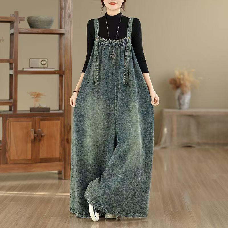 デニム サロペット レディース オーバーオール ワイドパンツ オールインワン 大きいサイズ 吊りパンツ デニムパンツ 春 夏 秋 冬 LPHA010(L-3XL) |  | 06