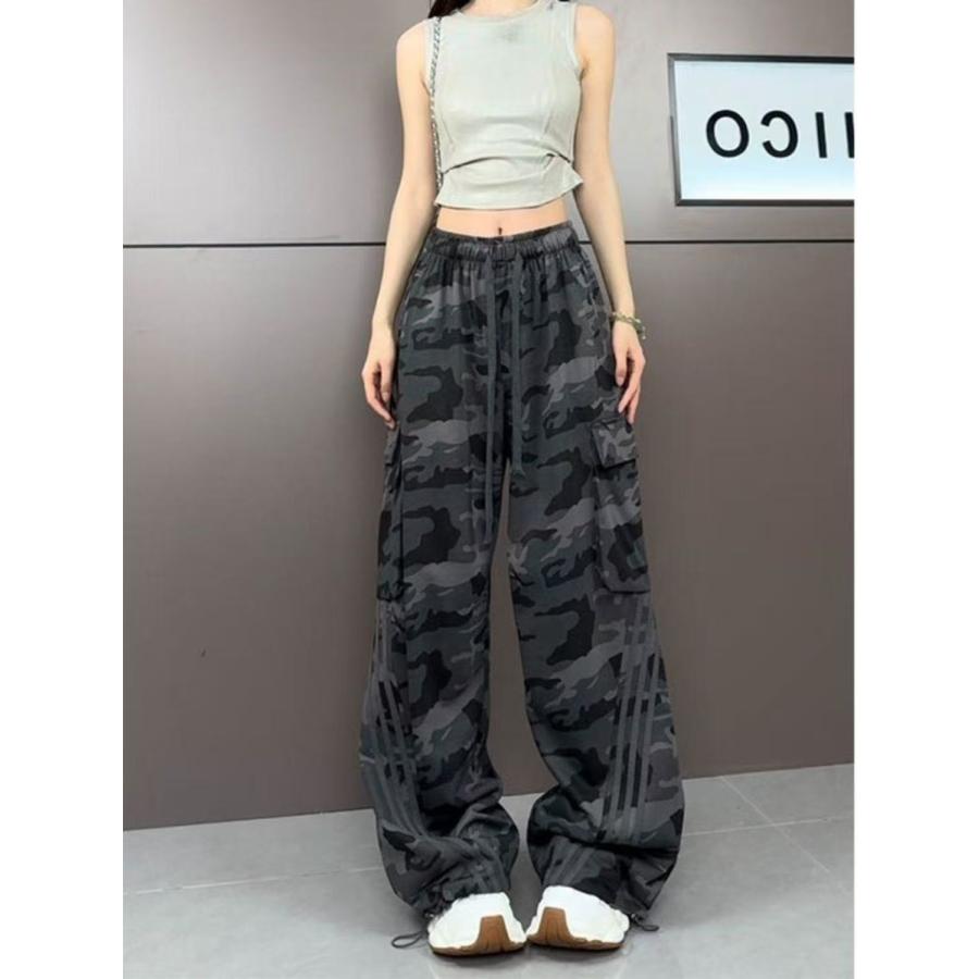 カーゴパンツ 迷彩 レディース ワイド ワークパンツ 春夏秋 迷彩柄 カモフラ柄 ミリタリーパンツ サイドライン デザインパンツ 裾絞り LPHA016(2色L-5XL) |  | 06