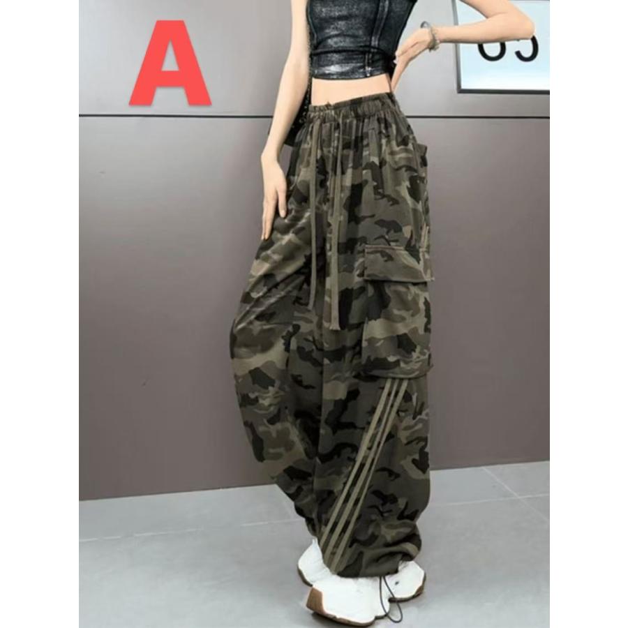 カーゴパンツ 迷彩 レディース ワイド ワークパンツ 春夏秋 迷彩柄 カモフラ柄 ミリタリーパンツ サイドライン デザインパンツ 裾絞り LPHA016(2色L-5XL) |  | 07