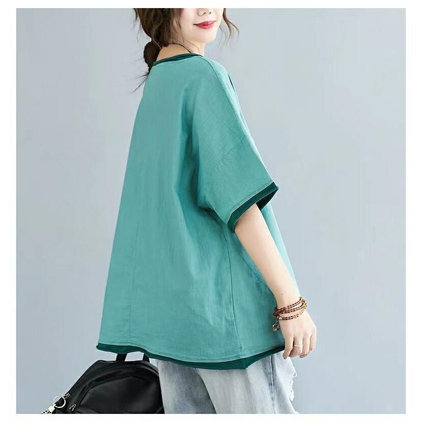半袖tシャツ レディース トップス 半袖 tシャツ カットソー 薄手 夏服 カジュアル 刺? 猫柄 ゆるカットソー 丸首 大きめ 体型カバー LUFA140(2色XL-5XL) |  | 07
