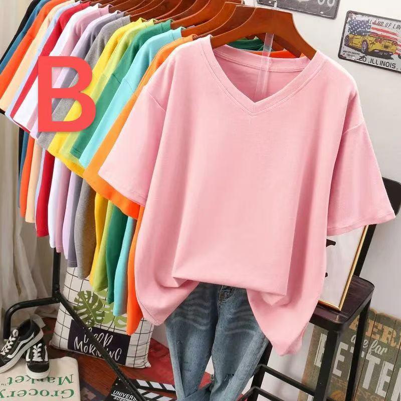 半袖tシャツ レディース トップス 半袖 tシャツ 無地 大きいサイズ カットソー 薄手 Vネック カジュアル シンプルtシャツ ゆるカットソー LUGA055(10色M-5XL) |  | 01